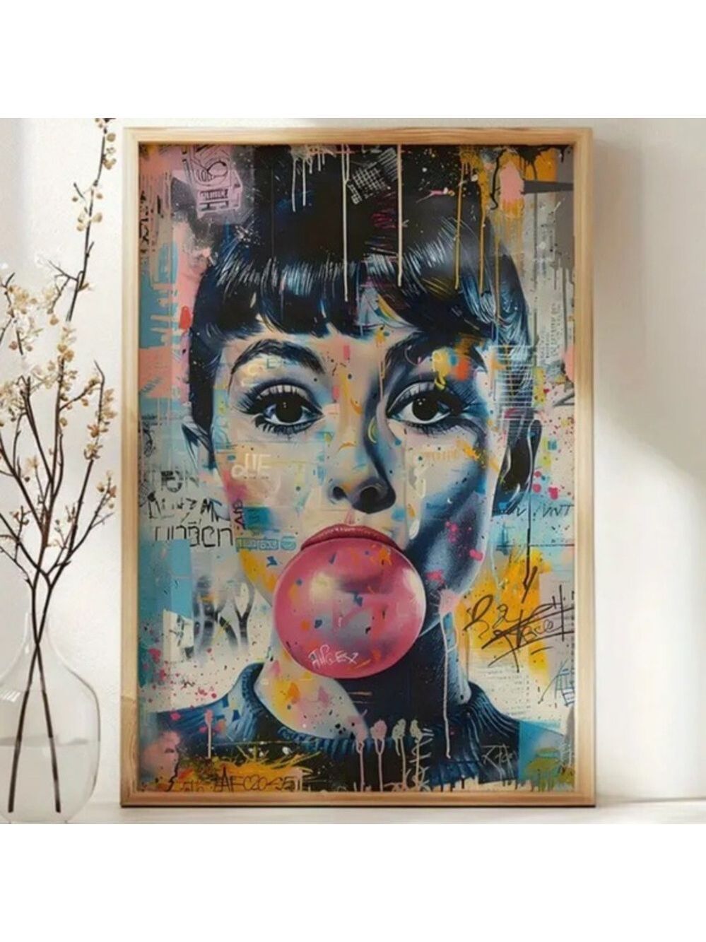 Audrey Hepburn Bubblegum Pop Art Canvas Print Wall Decor
